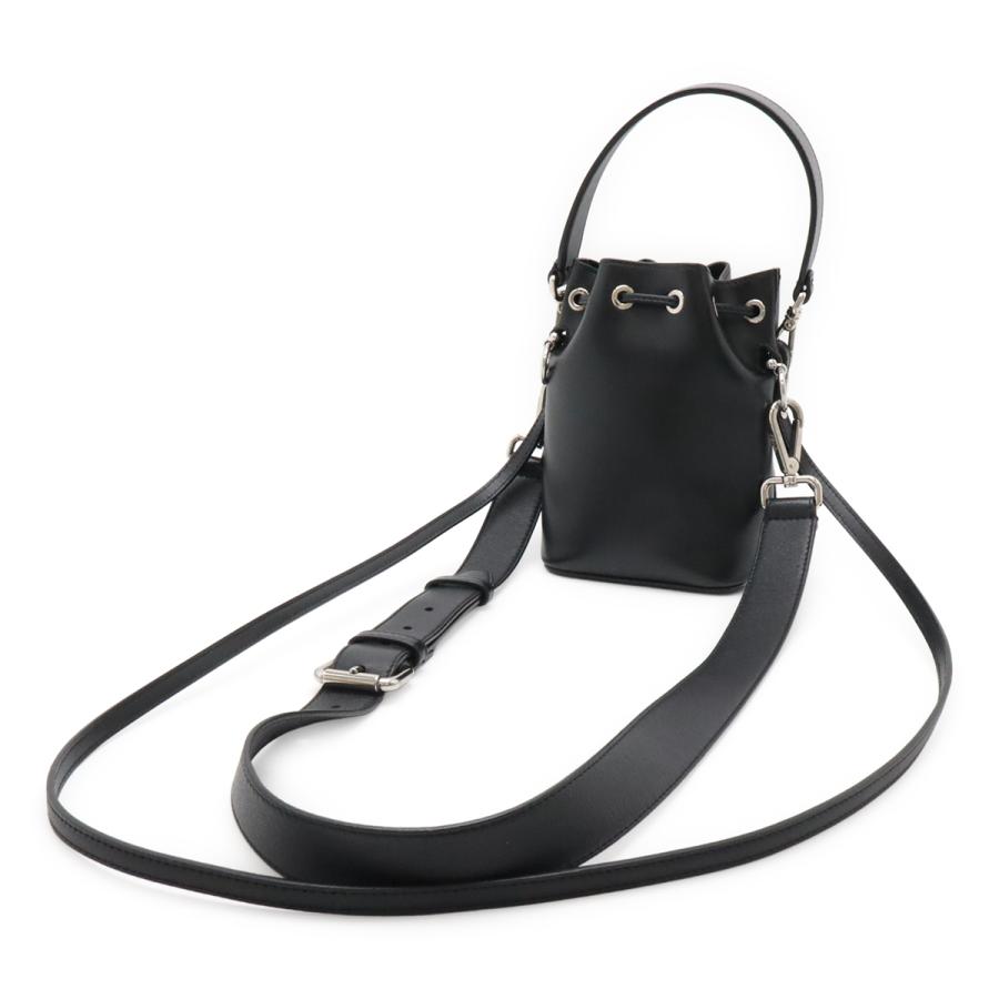 FENDI フェンディ ロゴ モン トレゾール ハンドバッグ ミニバッグ 巾着型 2WAY ショルダーバッグ レザー ブラック 黒 シルバー金具 | FENDI | 01