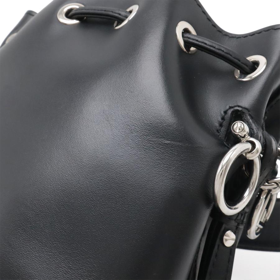 FENDI フェンディ ロゴ モン トレゾール ハンドバッグ ミニバッグ 巾着型 2WAY ショルダーバッグ レザー ブラック 黒 シルバー金具 | FENDI | 04