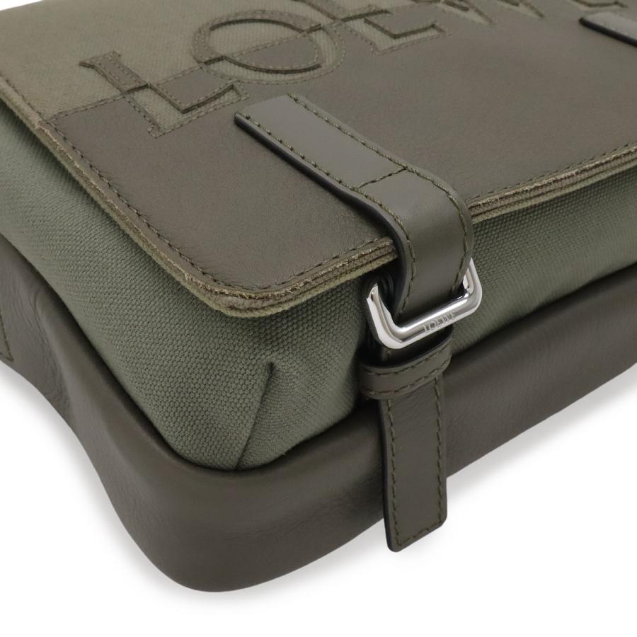 LOEWE ロエベ ロゴ ミリタリーメッセンジャーバッグ XS ショルダーバッグ キャンバス レザー カーキグリーン シルバー金具 B314A72X01 | LOEWE | 02