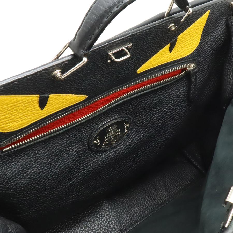 FENDI フェンディ モンスター バグス セレリア ピーカブー トートバッグ 2WAY ショルダーバッグ レザー ブラック 黒 シルバー金具 7VA354 | FENDI | 06