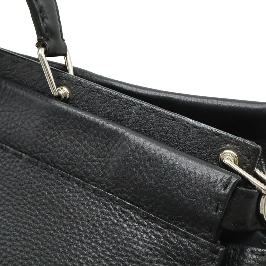 FENDI フェンディ モンスター バグス セレリア ピーカブー トートバッグ 2WAY ショルダーバッグ レザー ブラック 黒 シルバー金具 7VA354 | FENDI | 08