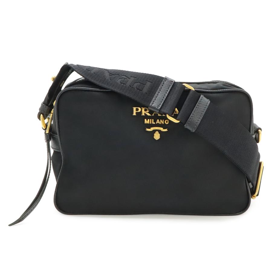 PRADA プラダ ショルダーバッグ ポシェット 斜め掛け 2WAY ポーチ クラッチバッグ ナイロン レザー NERO ブラック 黒 アウトレット品 | PRADA