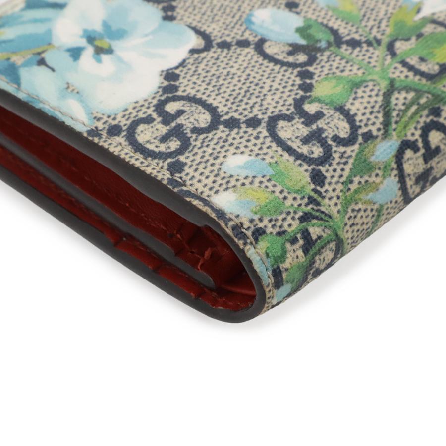 GUCCI グッチ GGブルームス GGスプリーム コンパクトウォレット 2つ折り財布 二つ折り フラワー 花柄 PVC ブルー系マルチ アウトレット品 | GUCCI | 02