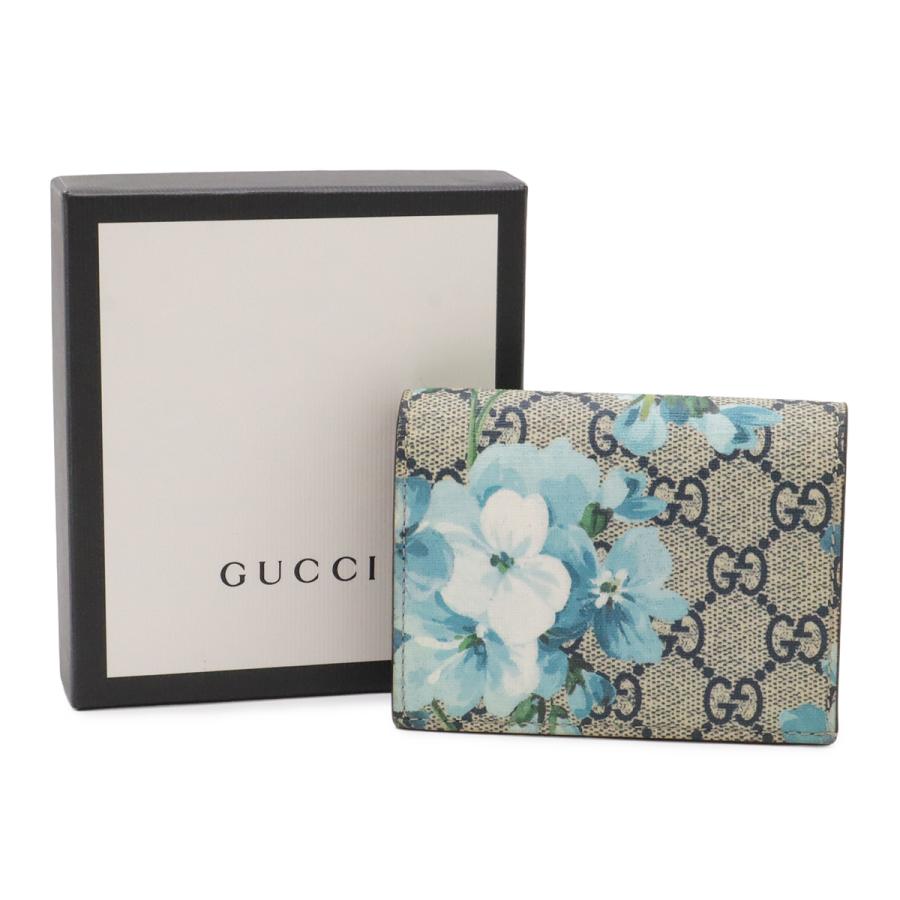 GUCCI グッチ GGブルームス GGスプリーム コンパクトウォレット 2つ折り財布 二つ折り フラワー 花柄 PVC ブルー系マルチ アウトレット品 | GUCCI | 07