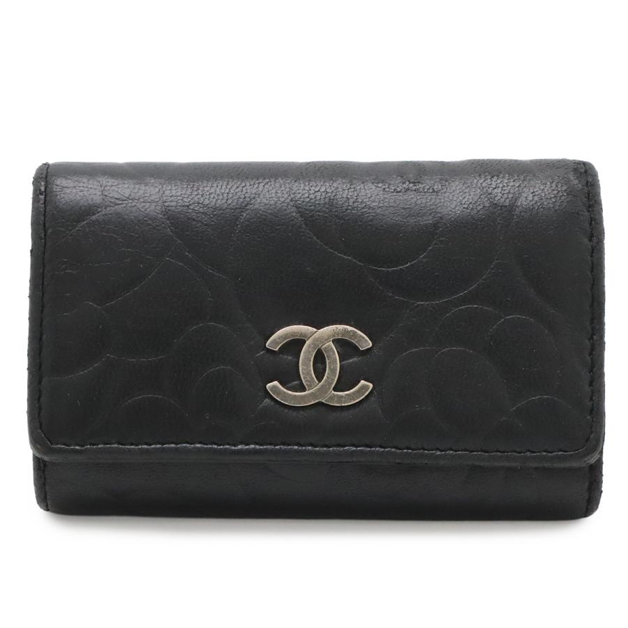 CHANEL シャネル カメリア ココマーク 6連キーケース レザー ブラック 黒 シルバー金具 A47436 | CHANEL