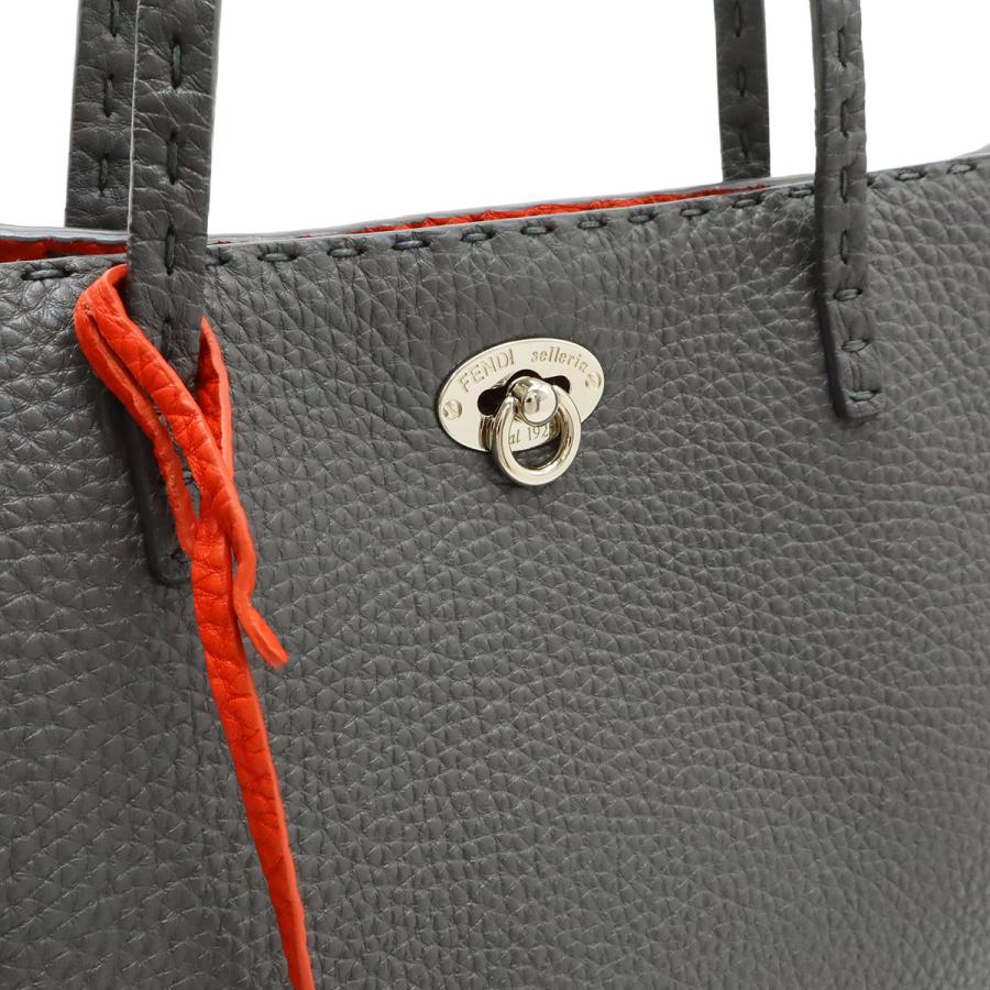 FENDI フェンディ カルラ セレリア トートバッグ ショルダーバッグ ショルダートート セミショルダー レザー グレー レッド 赤 | FENDI | 06