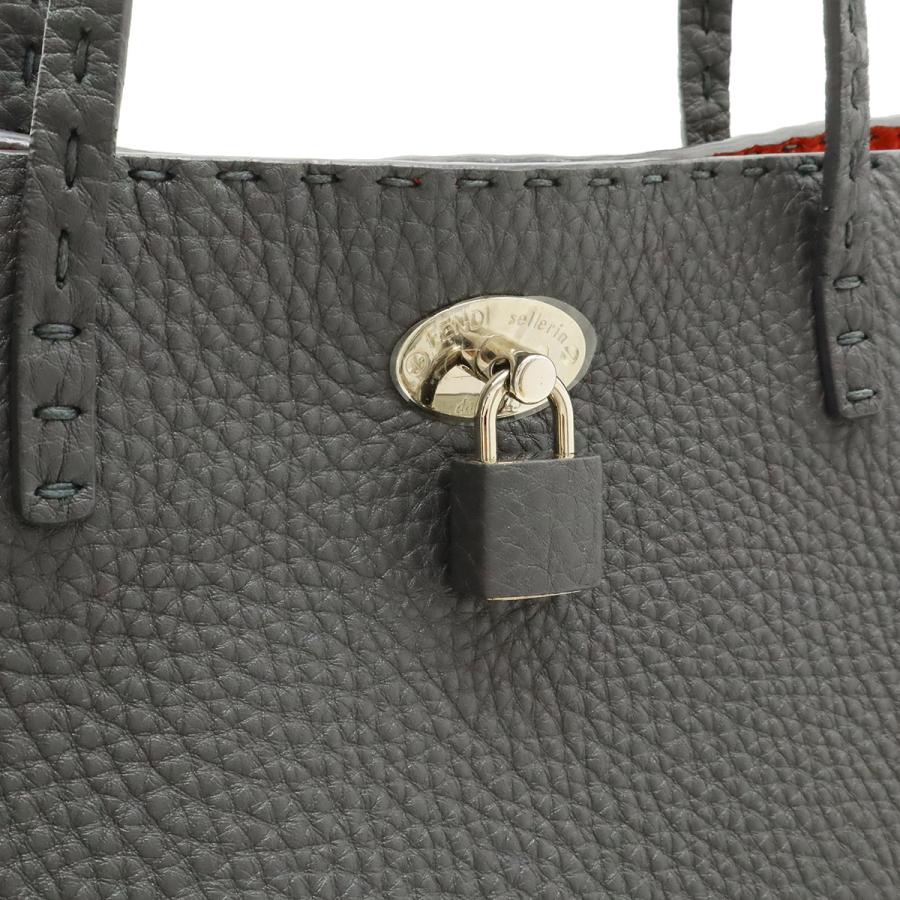 FENDI フェンディ カルラ セレリア トートバッグ ショルダーバッグ ショルダートート セミショルダー レザー グレー レッド 赤 | FENDI | 08