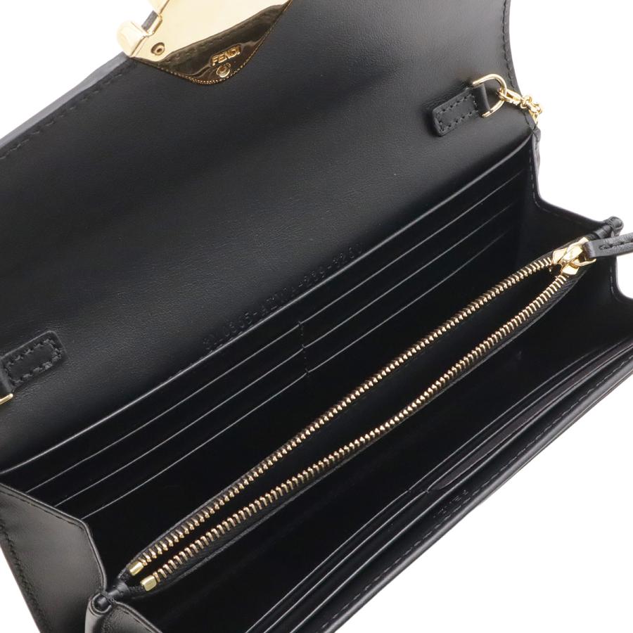 FENDI フェンディ FFダイヤモンド チェーンウォレット 長財布 クラッチバッグ 2WAY ポシェット レザー ブラック 黒 ゴールド金具 8M0365 | FENDI | 06