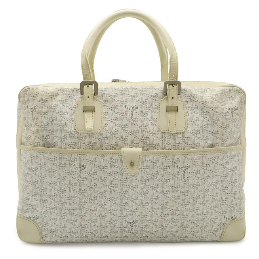 GOYARD ゴヤール アンバサードMM ビジネスバッグ ブリーフケース ハンドバッグ ヘリンボーン柄 PVC レザー ホワイト 白 グレー | GOYARD