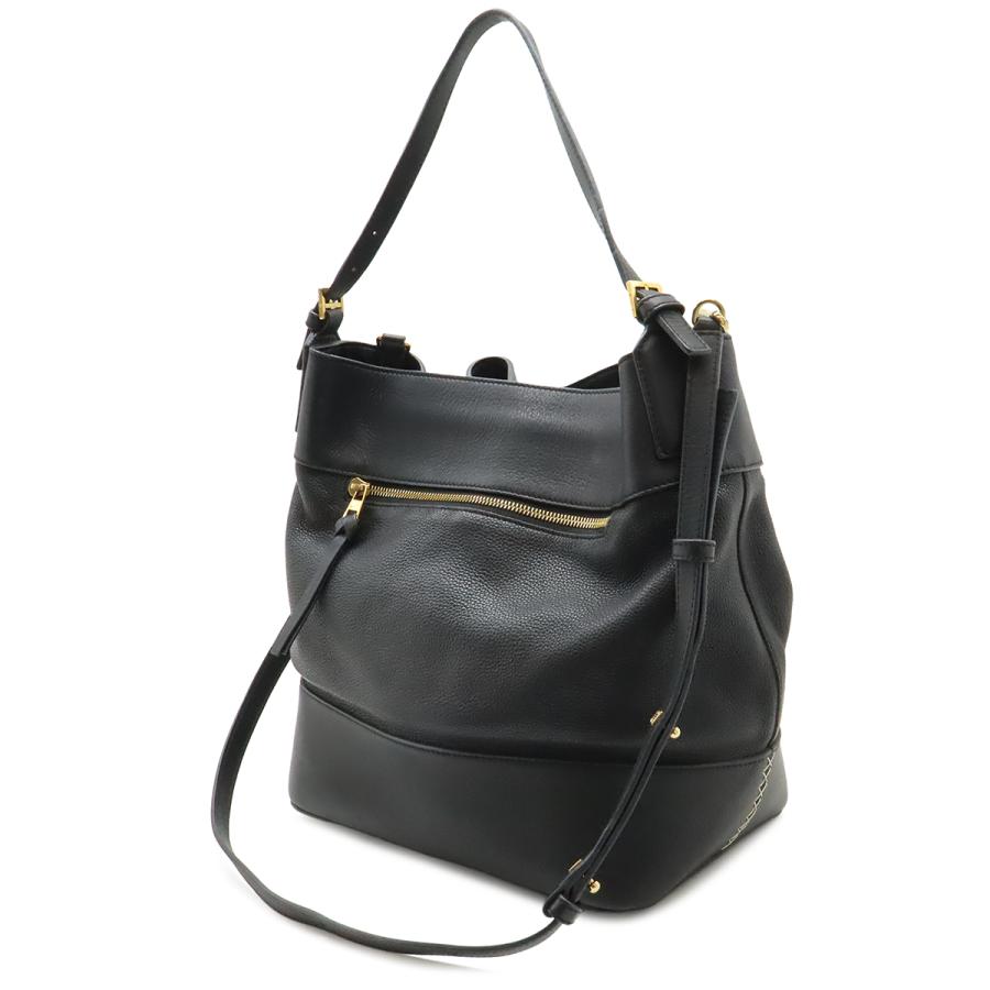 LOEWE ロエベ ミッドナイト バケット ショルダーバッグ 2WAY ハンドバッグ 巾着型 レザー ブラック 黒 ゴールド金具 327.12KR99 | LOEWE | 01