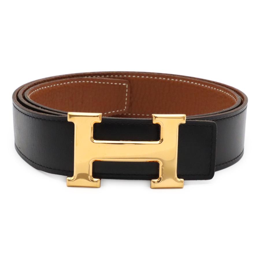 HERMES エルメス Hベルト Hバックル リバーシブル ボックスカーフ トリヨンクレマンス ブラック ゴールド ブラウン ゴールド金具 #95 | HERMES