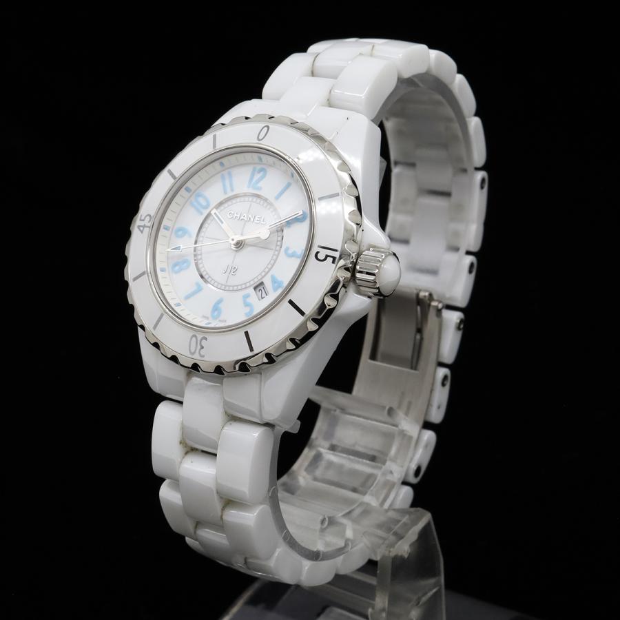 CHANEL シャネル J12 ブルーライト 2000本限定 ホワイト セラミック 白 ホワイト文字盤 デイト レディース QZ クォーツ 腕時計 H3826 | CHANEL | 01