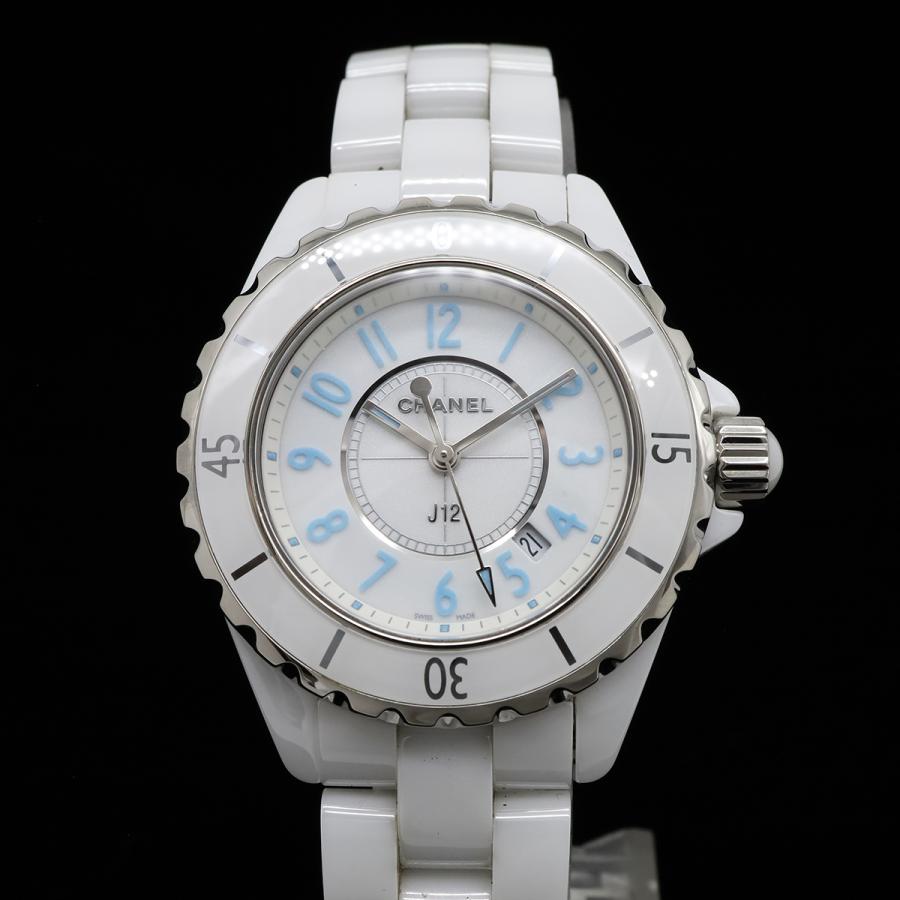 CHANEL シャネル J12 ブルーライト 2000本限定 ホワイト セラミック 白 ホワイト文字盤 デイト レディース QZ クォーツ 腕時計 H3826 | CHANEL | 03
