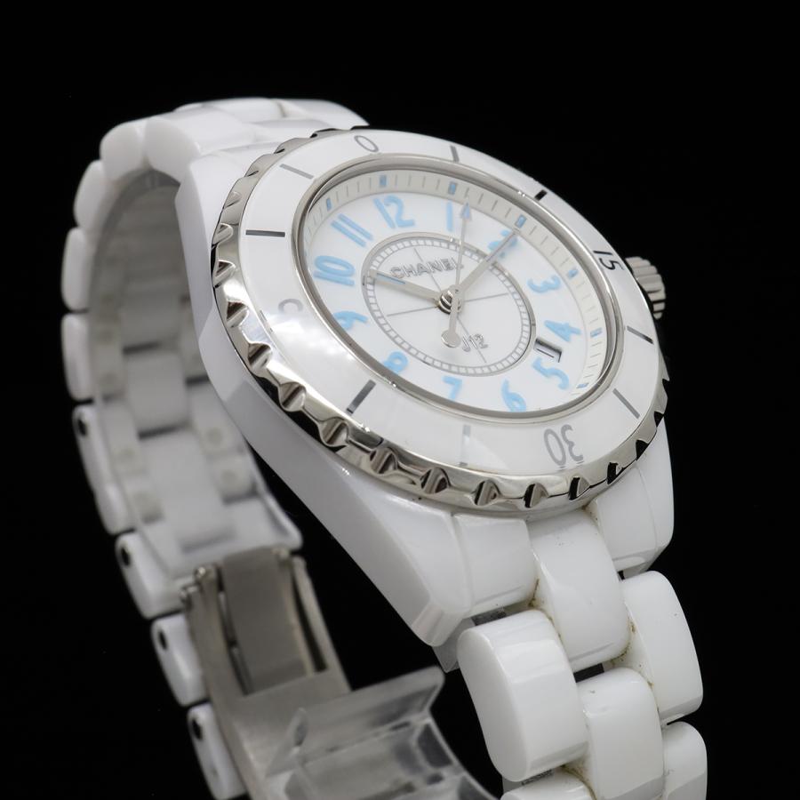 CHANEL シャネル J12 ブルーライト 2000本限定 ホワイト セラミック 白 ホワイト文字盤 デイト レディース QZ クォーツ 腕時計 H3826 | CHANEL | 04