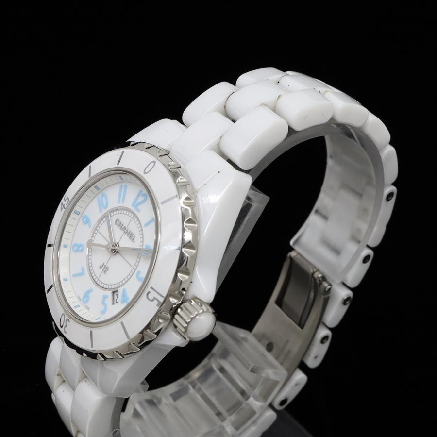 CHANEL シャネル J12 ブルーライト 2000本限定 ホワイト セラミック 白 ホワイト文字盤 デイト レディース QZ クォーツ 腕時計 H3826 | CHANEL | 05