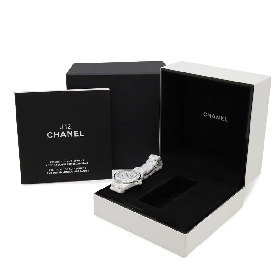 CHANEL シャネル J12 ブルーライト 2000本限定 ホワイト セラミック 白 ホワイト文字盤 デイト レディース QZ クォーツ 腕時計 H3826 | CHANEL | 08