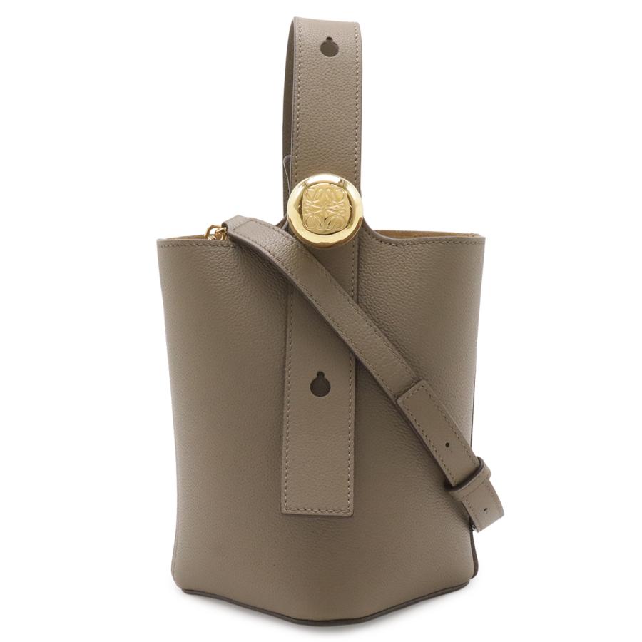 LOEWE ロエベ ペブル バケットバッグ ミニ ハンドバッグ 2WAY ショルダーバッグ カーフスキン レザー グレージュ ゴールド金具 | LOEWE