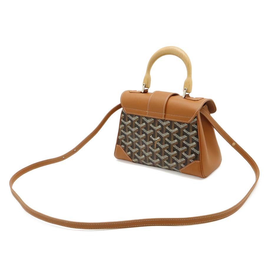 GOYARD ゴヤール サイゴン ミニ ハンドバッグ ウッドハンドル 2WAY ショルダーバッグ ヘリンボーン柄 PVC ブラウン ブラック | GOYARD | 01