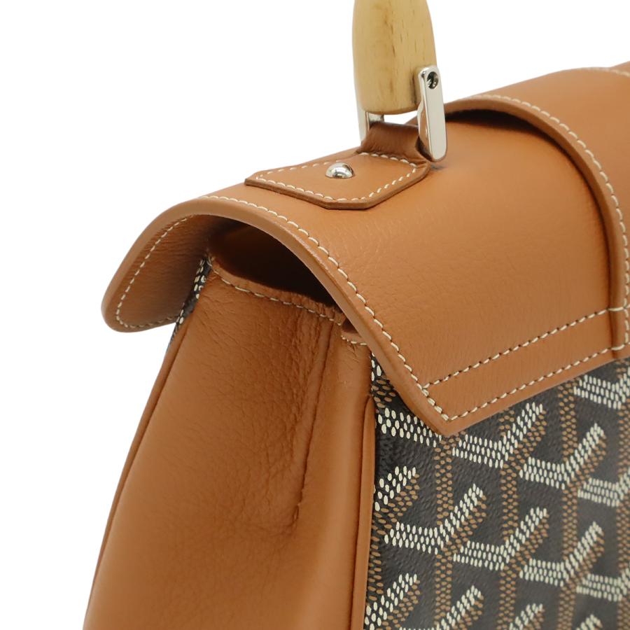 GOYARD ゴヤール サイゴン ミニ ハンドバッグ ウッドハンドル 2WAY ショルダーバッグ ヘリンボーン柄 PVC ブラウン ブラック | GOYARD | 03