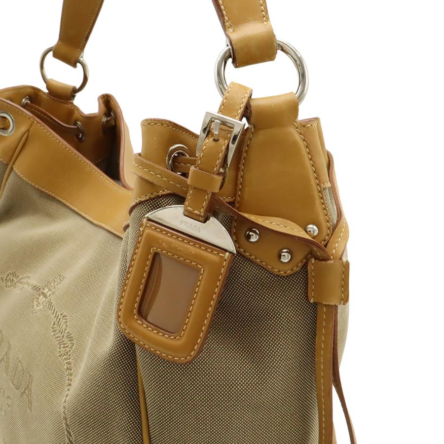 PRADA プラダ ロゴジャガード ショルダーバッグ ワンショルダー セミショルダー キャンバス レザー カーキベージュ ナチュラル BR3432 | PRADA | 05