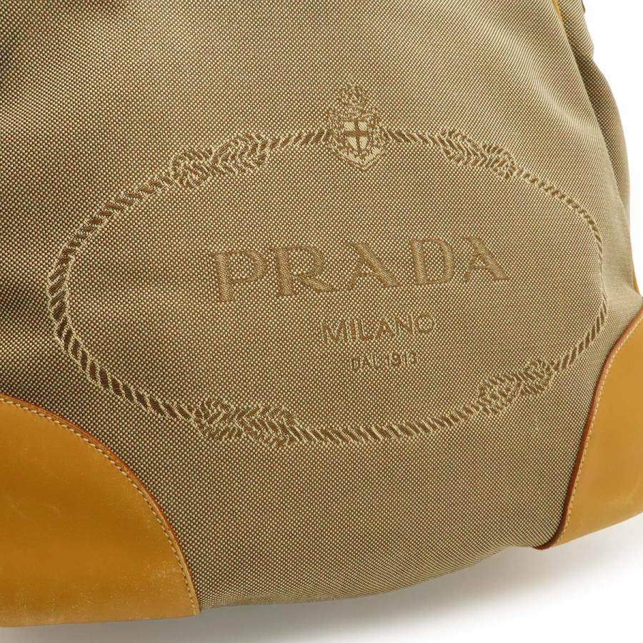 PRADA プラダ ロゴジャガード ショルダーバッグ ワンショルダー セミショルダー キャンバス レザー カーキベージュ ナチュラル BR3432 | PRADA | 06