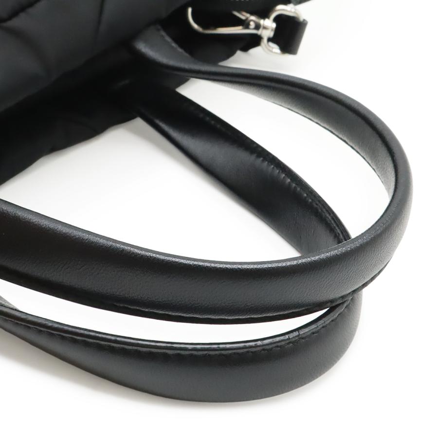 PRADA プラダ スモール パデッド トートバッグ ハンドバッグ 2WAY ショルダーバッグ ナイロン レザー NERO ブラック シルバー金具 | PRADA | 03