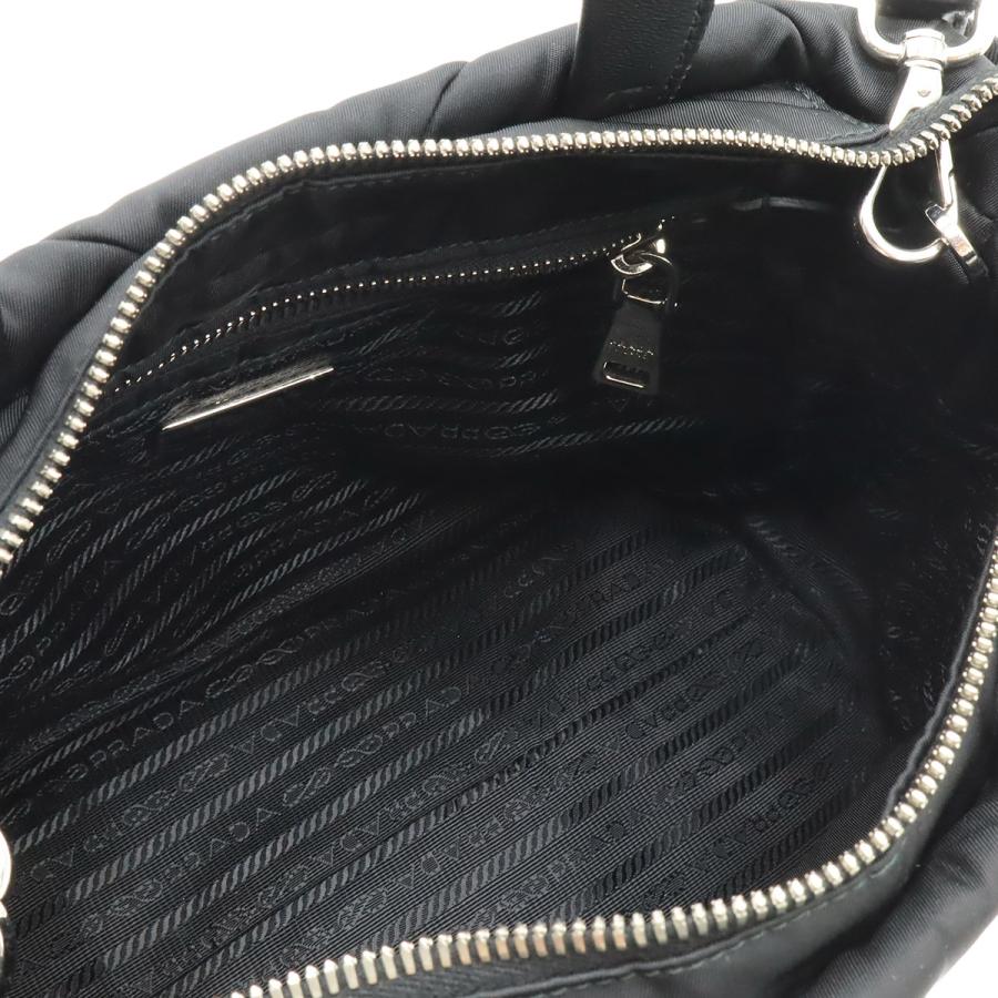 PRADA プラダ スモール パデッド トートバッグ ハンドバッグ 2WAY ショルダーバッグ ナイロン レザー NERO ブラック シルバー金具 | PRADA | 05