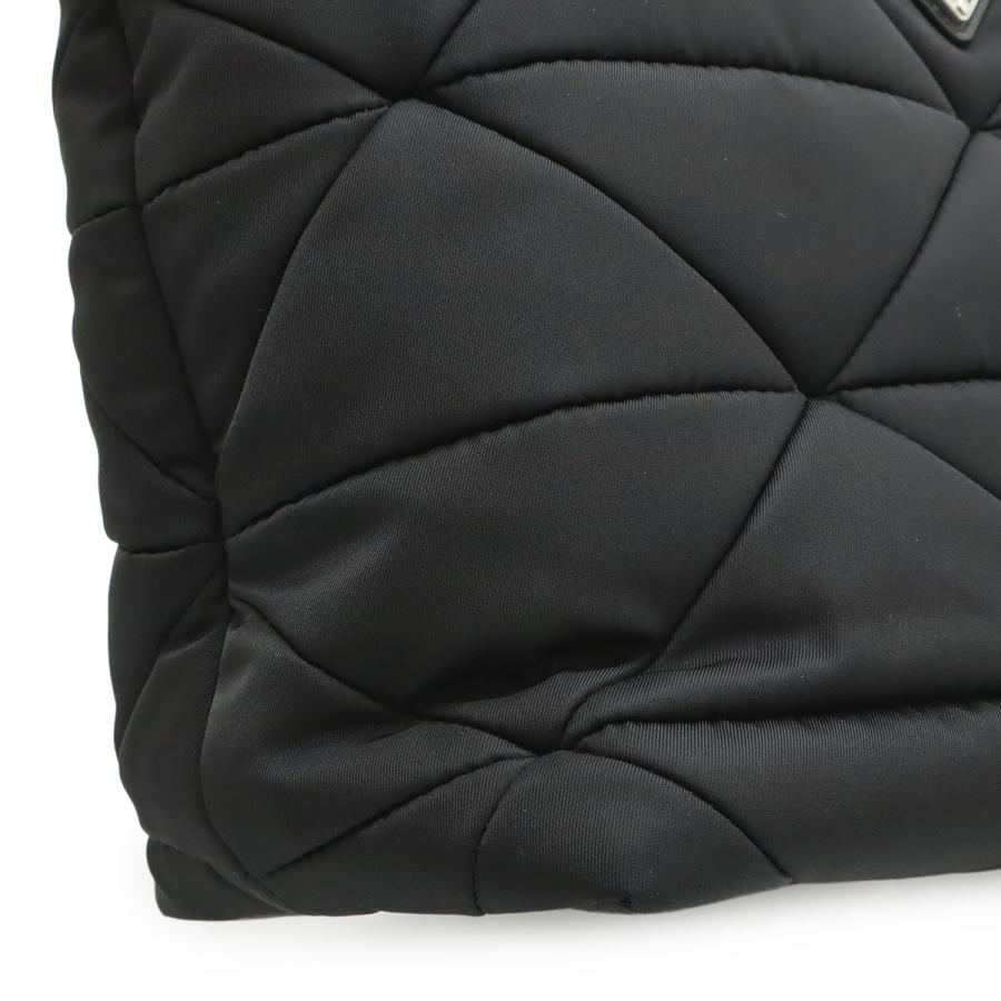 PRADA プラダ スモール パデッド トートバッグ ハンドバッグ 2WAY ショルダーバッグ ナイロン レザー NERO ブラック シルバー金具 | PRADA | 06