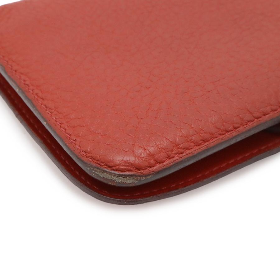 HERMES エルメス ドゴン コンパクト コインケース 小銭入れ コインパース カードケース トゴ レザー テラコッタ系 シルバー金具 X刻印 | HERMES | 02