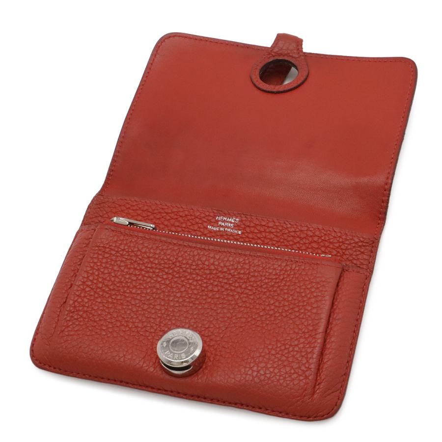 HERMES エルメス ドゴン コンパクト コインケース 小銭入れ コインパース カードケース トゴ レザー テラコッタ系 シルバー金具 X刻印 | HERMES | 04