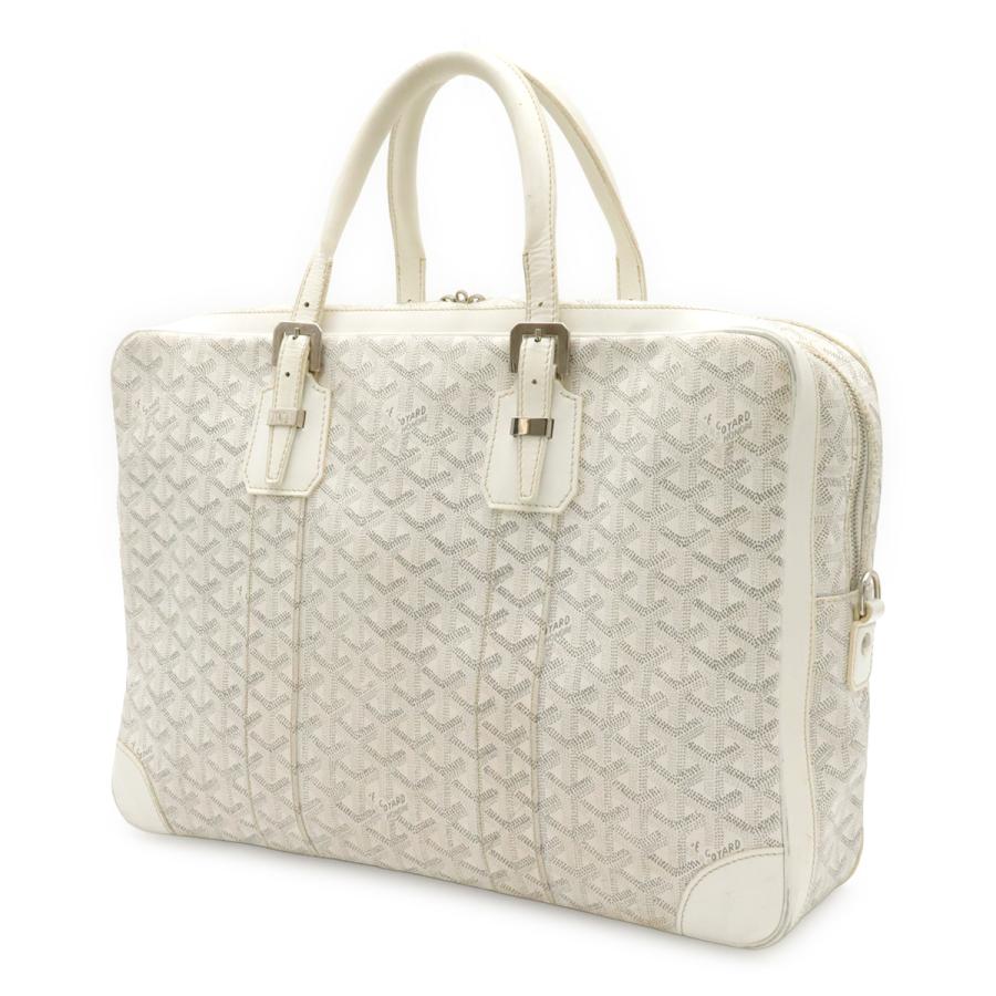 GOYARD ゴヤール アンバサードMM ビジネスバッグ ブリーフケース ハンドバッグ ヘリンボーン柄 PVC レザー ホワイト 白 グレー | GOYARD | 01