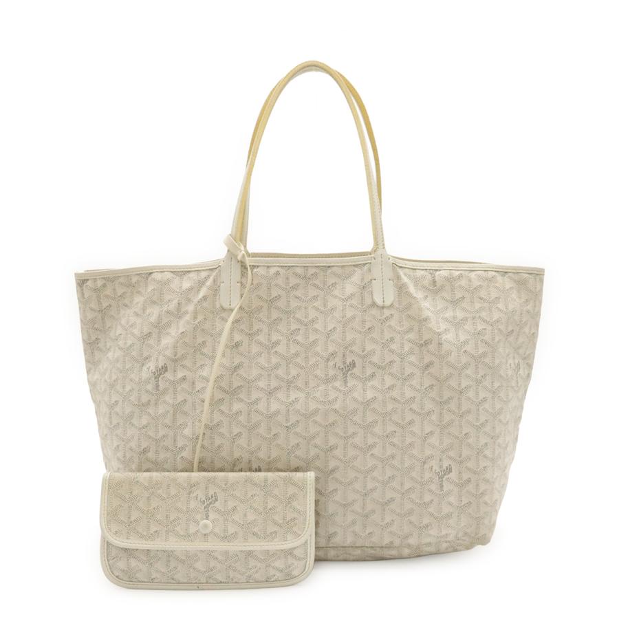 GOYARD ゴヤール サンルイPM トートバッグ ショルダーバッグ コーティングキャンバス PVC レザー ホワイト 白 ポーチ付き | GOYARD