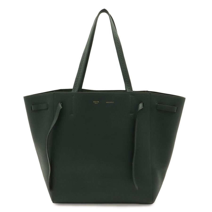 CELINE セリーヌ カバ ファントム スモール ベルト トートバッグ ショルダーバッグ セミショルダー レザー ダークグリーン ゴールド金具 | CELINE