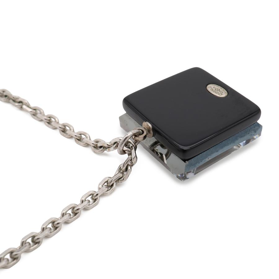 CHANEL シャネル ココマーク スクエア キューブ ネックレス ペンダント メタル プラスチック シルバー クリア ブラック 05A | CHANEL | 03