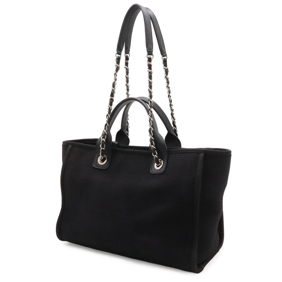 CHANEL シャネル ドーヴィルライン スモールショッピングバック トートバッグ 2WAY チェーンショルダーバッグ キャンバス ブラック | CHANEL | 01