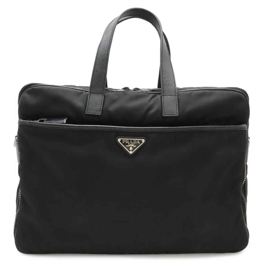 PRADA プラダ トライアングルロゴ ビジネスバッグ ブリーフケース 書類カバン ナイロン NERO ブラック 黒 シルバー金具 ストラップ欠品 | PRADA