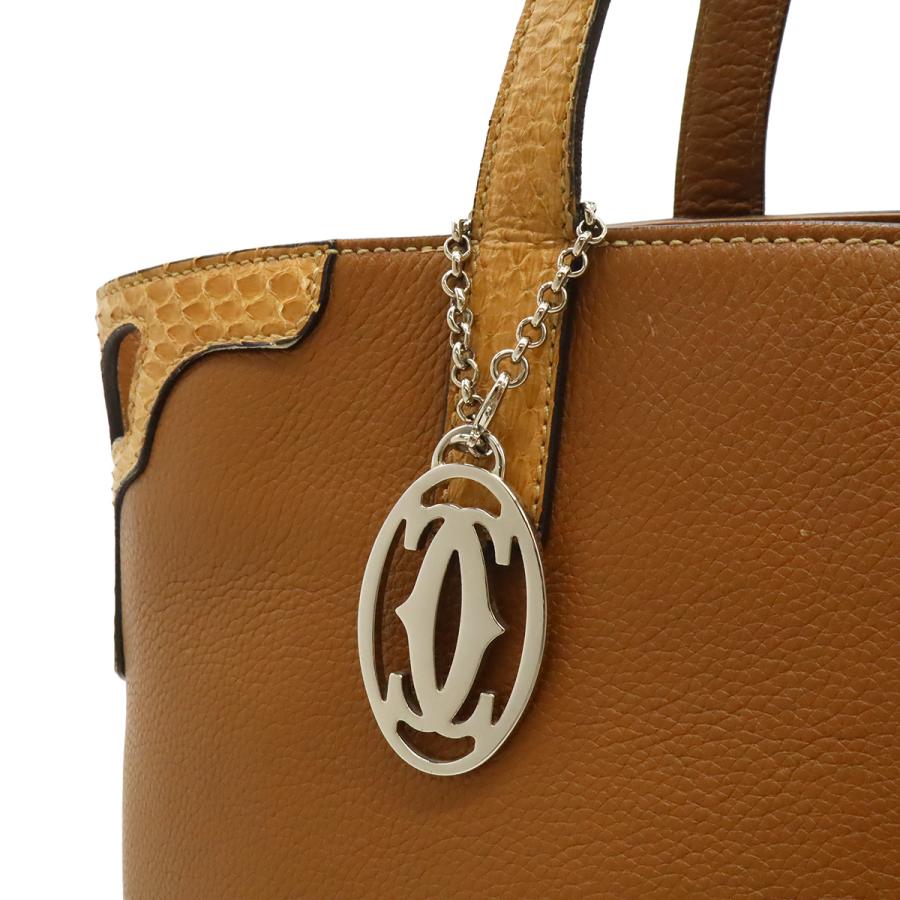 Cartier カルティエ マルチェロ ドゥ カルティエ パイソン 蛇 トートバッグ ショルダーバッグ 肩掛け レザー ブラウン 茶 | Cartier | 08