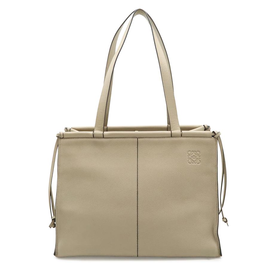 LOEWE ロエベ クッショントート ミディアム アナグラム トートバッグ ショルダーバッグ セミショルダー 肩掛け レザー ライトベージュ | LOEWE