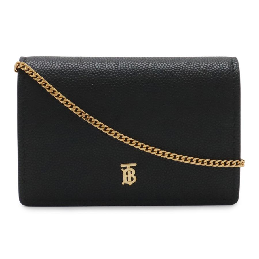 BURBERRY バーバリー TBロゴ チェーンウォレット コンパクトウォレット カードケース パスケース 名刺入れ レザー ブラック 黒 | BURBERRY