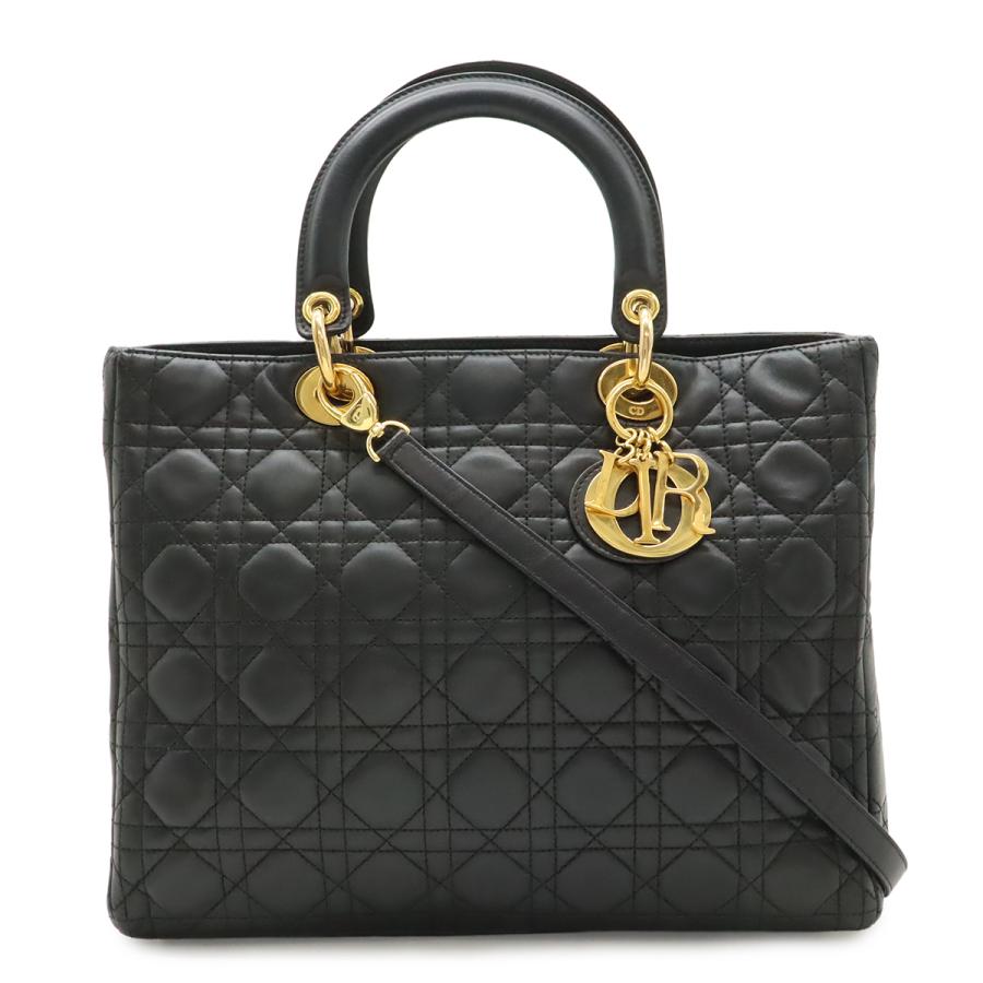 Christian Dior クリスチャン ディオール レディディオール ラージ カナージュ ハンドバッグ 2WAY ショルダーバッグ レザー ブラック | Christian Dior