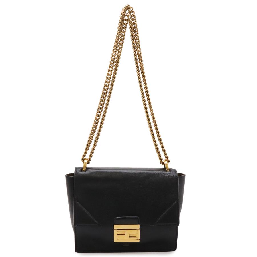 FENDI フェンディ キャンユー チェーンショルダー ショルダーバッグ ポシェット レザー ブラック 黒 ゴールド金具 8BT312 | FENDI