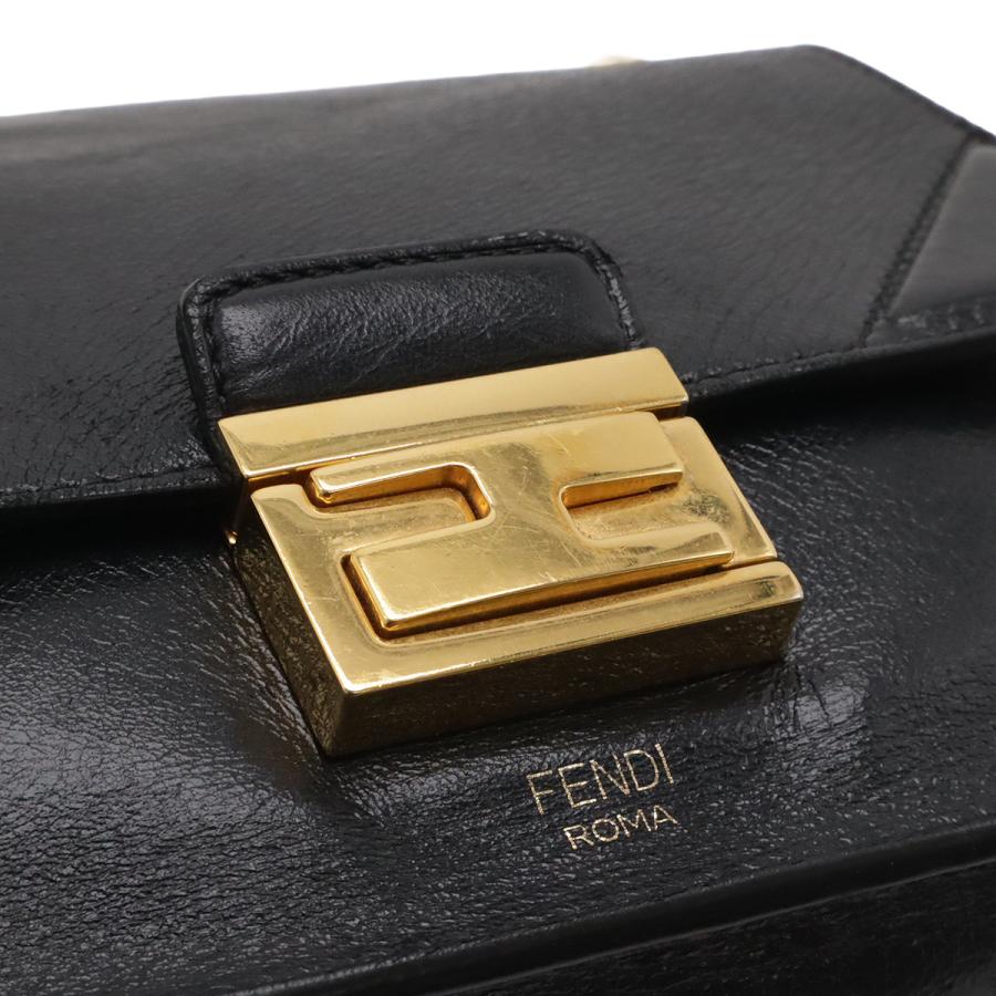 FENDI フェンディ キャンユー チェーンショルダー ショルダーバッグ ポシェット レザー ブラック 黒 ゴールド金具 8BT312 | FENDI | 03