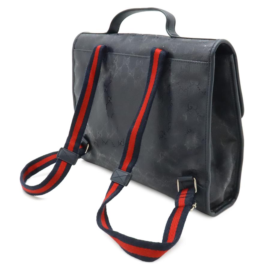 GUCCI グッチ チルドレンズ キッズ GGインプリメ バックパック リュックサック スクールバッグ レザー ネイビー レッド シルバー金具 | GUCCI | 01