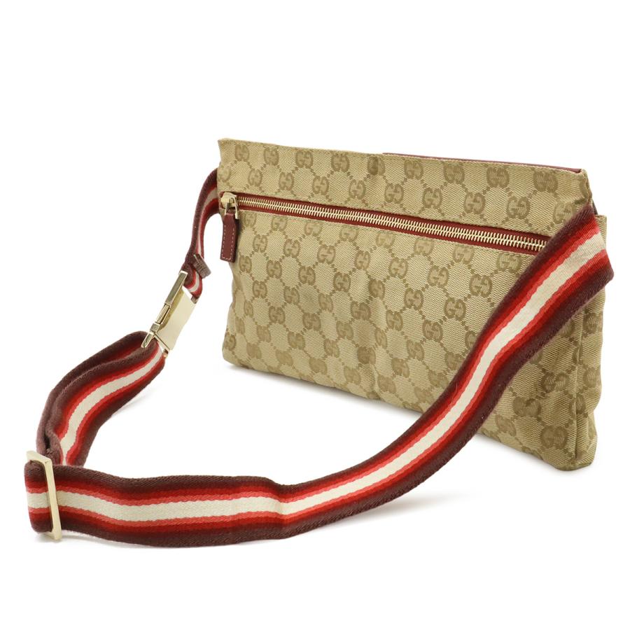 GUCCI グッチ GGキャンバス シェリーライン ボディバッグ ウエストポーチ ヒップバッグ レザー ベージュ ピンクレッド系 ゴールド金具 | GUCCI | 01