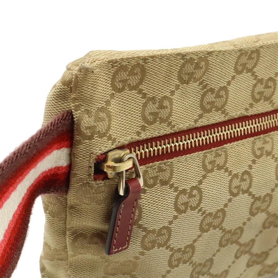 GUCCI グッチ GGキャンバス シェリーライン ボディバッグ ウエストポーチ ヒップバッグ レザー ベージュ ピンクレッド系 ゴールド金具 | GUCCI | 03
