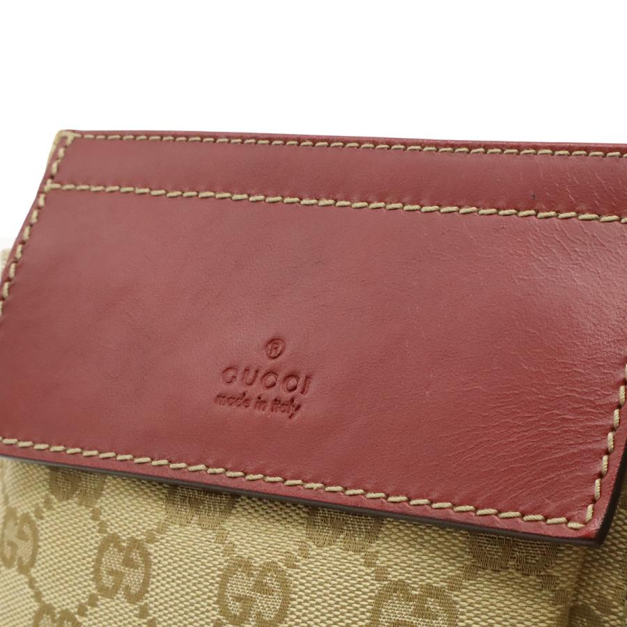 GUCCI グッチ GGキャンバス シェリーライン ボディバッグ ウエストポーチ ヒップバッグ レザー ベージュ ピンクレッド系 ゴールド金具 | GUCCI | 05