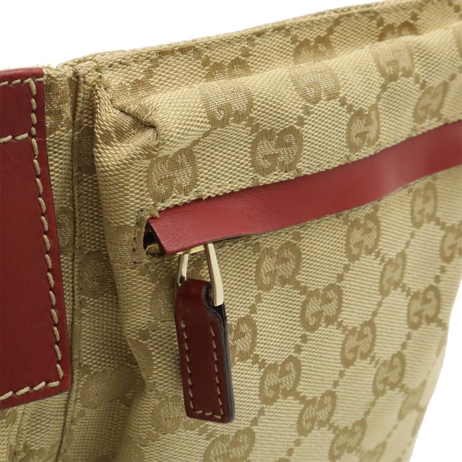 GUCCI グッチ GGキャンバス シェリーライン ボディバッグ ウエストポーチ ヒップバッグ レザー ベージュ ピンクレッド系 ゴールド金具 | GUCCI | 06