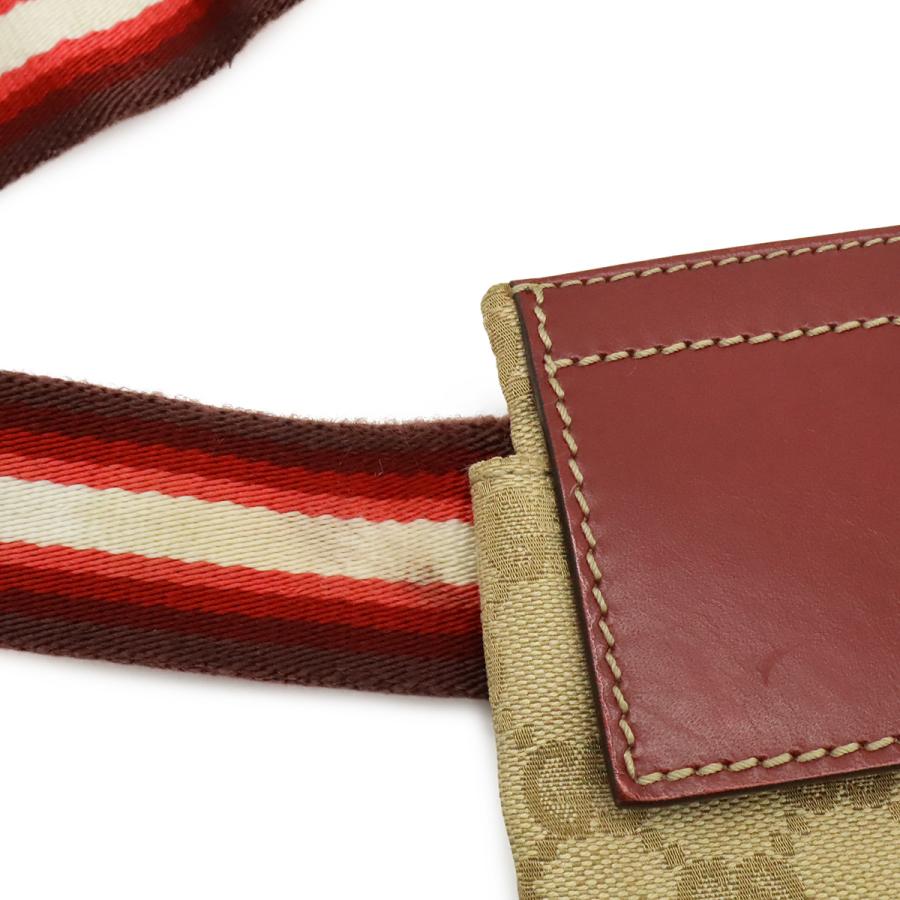 GUCCI グッチ GGキャンバス シェリーライン ボディバッグ ウエストポーチ ヒップバッグ レザー ベージュ ピンクレッド系 ゴールド金具 | GUCCI | 07