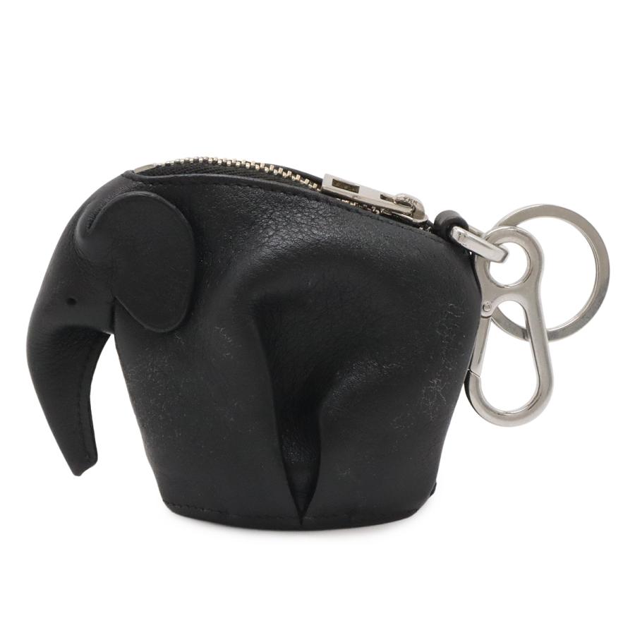 LOEWE ロエベ エレファント アニマルシリーズ ゾウ 象 コインケース 小銭入れ ポーチ バッグチャーム レザー ブラック 黒 シルバー金具 | LOEWE