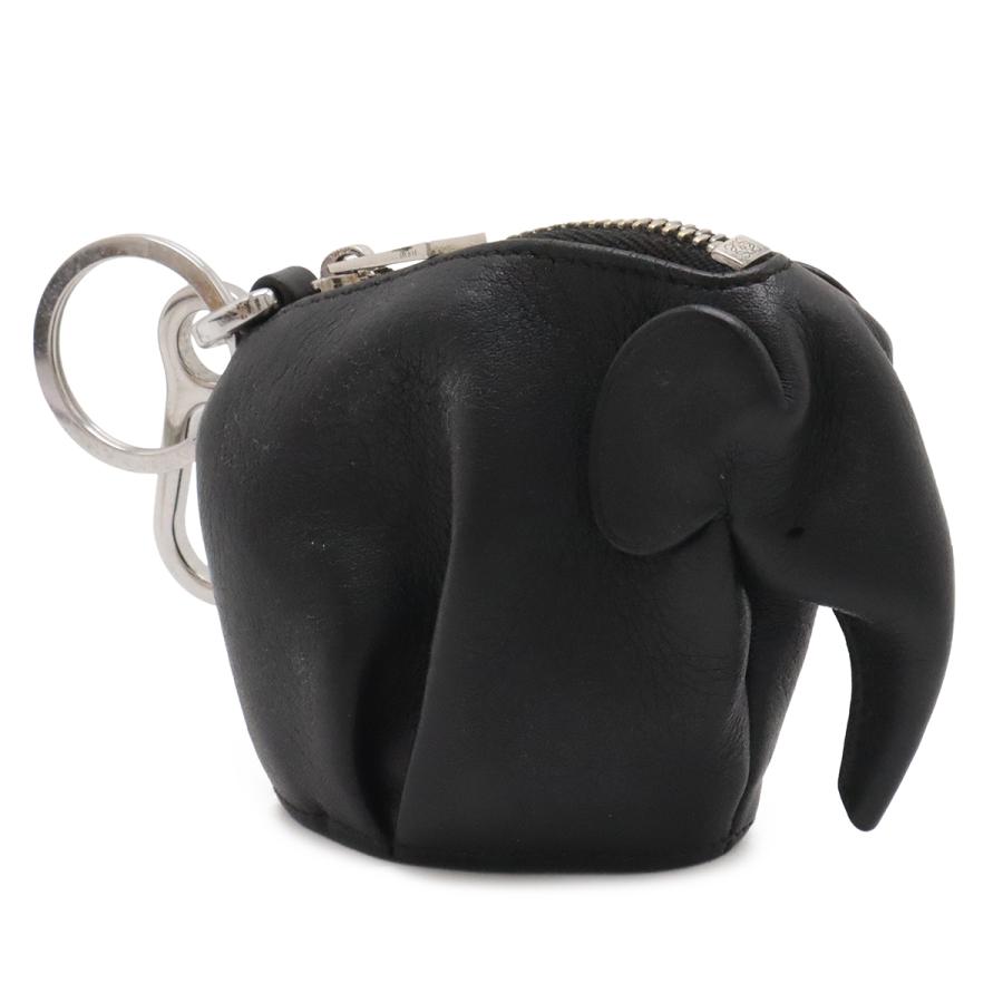 LOEWE ロエベ エレファント アニマルシリーズ ゾウ 象 コインケース 小銭入れ ポーチ バッグチャーム レザー ブラック 黒 シルバー金具 | LOEWE | 01